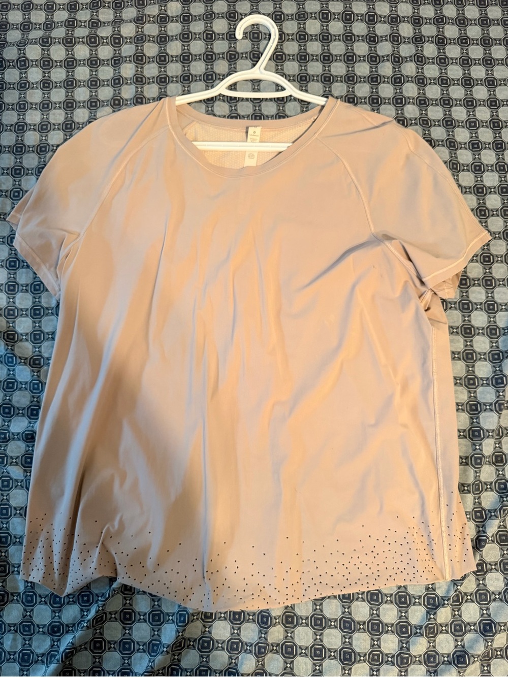 lululemon athletica Light Pink Tee with Laser-Cut Hem and crossed back